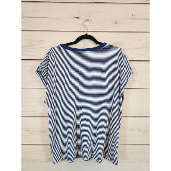 LOFT Women's Blue/White Striped Short Sleeve Crew Neck‎ T-Shirt Size XL - Picture 2 of 6